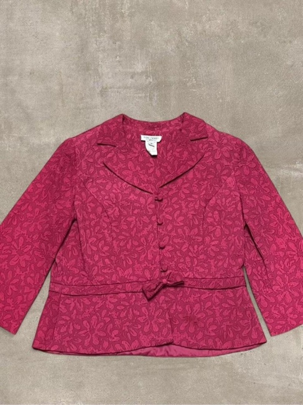 Miss Dorby Pink Floral Textured Jacket Blazer Size 16 Vintage
